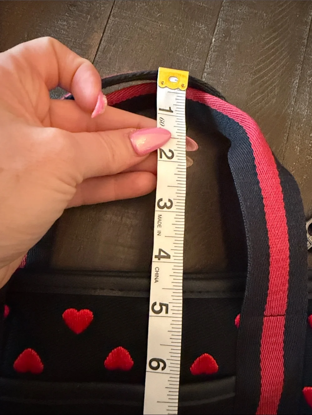 Luv Betsey by Betsey Johnson Black Tote with Red Heart Accents and Striped Strap